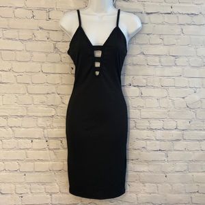 Haute Monde Dress Womens Small Black Keyhole Bodycon Spaghetti Strap Dress. NWOT